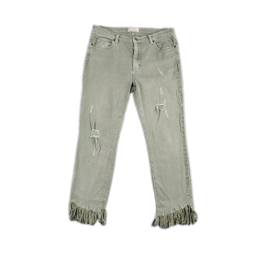 FP Free People Jeans Women 30x27 Distressed Frayed Raw Hem Stretch crop pants